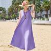 Nuevo Vestido de Algodón Seda para Mujer Verano Francés de Alta Gama Vacaciones Costeras Playa Vestido Largo Elegante Vestido Chaleco sin Mangas