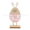 Decoraciones de Conejo de Pascua Adorables Adornos de Conejo de Madera de Pie Decoración de Mesa