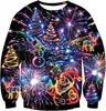 Novas Blusas de Moletom Redondas para Outono e Inverno de Natal Masculinas e Femininas Amazon Transfronteiriças com Estampa 3D Casuais Largas com Forro de Lã para Homens