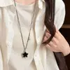 Collar con Colgante de Gato Estrella con Perlas para Mujer, Cadena para Suéter Estilo Chica Dulce y Fresca, Accesorio Largo de Cuello de Nicho de Gama Alta