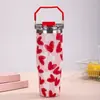 Bolsa de Ombro Transfronteiriça de Grande Capacidade 30oz Porta-Copo de Carro Impressa em 3D Caneca Térmica de Aço Inoxidável de Camada Dupla Bolsa de Ombro com Copo de Canudo Duplo