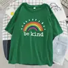 Una Camiseta de Mujer Arcoíris Brillante, Camiseta Fresca de Algodón, Moda Transpirable de Manga Corta Oversize Streetwear Ropa