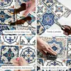Película de Azulejo Floral Mediterrâneo CTZS Mural Marroquino Vintage Autoadesiva Forro de Armário Estilo Boho Retrô À Prova d'Água Resistente a Manchas Fácil de Remover Para Bancada de Cozinha Backsplash de Banheiro Renovação de Móveis 40cmx1m/3m/5m/10m