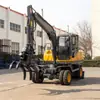 Excavadora Mini de 8 Toneladas con Ruedas para Exportación de Comercio Exterior para Cultivo en Huertos Excavadora Multifuncional Ht80