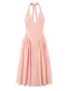 Vestido Sexy de Ajuste Delgado sin Espalda con Cuello Halter de Longitud Media 2026 Verano Nuevo Estilo Europeo y Americano Moda Vestido de Viaje de Vacaciones
