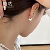 Pendientes Xi Gu E1890 S925 de plata con hebilla de oreja de estrella de cinco puntas tridimensional para mujer, temperamento 2024, viento frío, nuevos