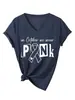Em outubro vestimos rosa Amazon wish estação independente moda casual feminina camiseta gola V manga curta