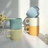 Caneca Simples Criativa Menina Xícara de Cerâmica Estudante Xícara de Café Café da Manhã Xícara de Leite Cor Macaron Xícara Listrada