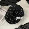 Boina de Lunares Estilo Coreano con Lazo de Perrito para Mujer, Sombrero de Pico de Pato Lindo de Verano que Reduce la Edad, Gorra de Periódico Estilo Pintor para Adelgazar el Rostro