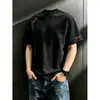 Camiseta de alta calle americana 2026 con hombro derecho deconstruido para niños, de manga corta pesada deportiva de moda, media manga