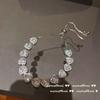 Pulseira de pedra preciosa coração pêssego brilhante com zircônia cor ouro 18K cravejada com zircônia olho de cavalo pulseira totalmente cravejada de diamantes ajustável