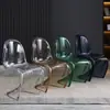 Silla Panton Estilo Ins Moderna Silla de Plástico Transparente Minimalista Taburete para Tocador de Dormitorio Uso en Casa Silla Moderna de Asiento Prolongado con Respaldo