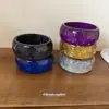 Pulsera Nueva Personalizada de Resina Colorida con Lentejuelas Degradadas para Mujer, Joyería de Moda Única Exagerada de Gama Alta, Pulsera Elegante de Lujo Ligero