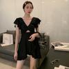 Traje de baño para mujer manga de hoja de loto falda delgada conservadora estilo coreano ins sexy de una pieza hada fan traje de baño de aguas termales al por mayor