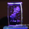 Rosa tallada en cristal giratorio luminoso USB, regalo especial de cumpleaños para novia y amante