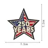 Fornecimento exclusivo transfronteiriço: Patch Bordado do 250º Aniversário Padrão Coração com Águia 1776, Gravata Borboleta Estrela, Emblema com Elemento da Bandeira Americana