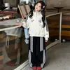 Conjunto Deportivo Casual para Niñas 2026 Otoño Nueva Moda Sudadera con Cuello Alto y Pantalones de Pierna Ancha Conjunto de Dos Piezas para Niños Mayores