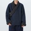 Invierno 2025 Nuevo Estilo Antiguo Estilo Japonés Color Sólido Terciopelo Engrosado Bata de Xizang Suelta Solapa Estilo Chino Talla Grande Abrigo de Algodón para Hombre