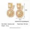 Pendientes Yingtai de Acero Inoxidable Acero de Titanio Dorado de Gama Alta Elegantes de Nicho con Diamantes Retro Europeos y Americanos Chapados en Oro de 18K para Mujer