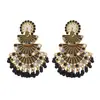 Pendientes de Botón Largos con Borla de Pavo Real de Colores, Estilo Étnico, con Lentejuelas Doradas Retro Europeas, Forma de Abanico, Pedrería