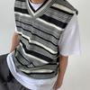 MYQ Verão Masculino Com Decote Em V Colete De Malha Masculino Estilo Coreano Moda Todos Os Fósforos Moda Marca Colete Solto Jaqueta Sem Mangas