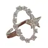 Anillo de Lujo Accesible Exquisito de Nicho para Mujer, Anillo Abierto de Alta Gama Personalizado con Recorte de Estrella de Cinco Puntas Estilo Ins Anillo para Dedo Índice