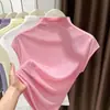 Top sin mangas de malla de seda helada de cuello medio alto, delgado, ajustado, transpirable, agradable para la piel, camiseta interior de capa base, cuello falso, ropa para mujer
