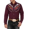 Moda Masculina Transfronteriza Nueva Camisa Estampada Estilo Oeste Americano Camisa Suelta de Manga Larga Estampada
