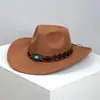 Chapéu de Cowboy Ocidental Clássico Retrô Mais Vendido na Amazon em Vendas Transfronteiriças, Chapéu de Jazz Fashion Europeu e Americano para Homens e Mulheres, Chapéu de Cowboy, Cartola