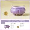 Quemador de Incienso Morado de Tres Patas Portátil para el Hogar Soporte de Incienso para Interiores Base de Soporte para Varillas de Incienso Estilo Retro Quemador de Incienso Chino Creativo