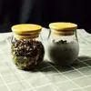 Latas Pequeñas de Té al por Mayor Tapa de Bambú Transparente de Vidrio Tarro Portátil para Almacenamiento de Té Tarro Sellado Botella Doméstica para Condimentos