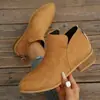 Botas de Cano Curto Suede Bege Estilo Europeu Femininas Salto Bloco Zíper Lateral Chelsea Boots Retro Dr. Martens Comércio Eletrônico Transfronteiriço Mais Vendido