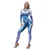Outono Novo Europeu e Americano Transfronteiriço Escama de Peixe Lantejoula 3Dcos Roupa Nova Peça Única Roupa Body Estampado Roupa de Cosplay para Mulheres