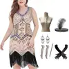 Tallas Grandes S-4XL Ropa para Mujer Estilo Retro de los Años 20 Gatsby Vestido con Lentejuelas y Flecos Fiesta Reunión Anual Fiesta Vestido de Noche