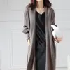 Estilo Super Largo 100% Lana Otoño/Invierno Nuevo Cárdigan Tejido Suéter Abrigo Estilo Perezoso Holgado para Mujer Versátil Largo