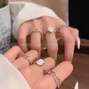 Conjunto de Três Anéis Abertos com Zircônia de Design Exclusivo para Mulheres, Tamanho Grande, Robusto, Luxo Leve, de Alta Qualidade, Empilháveis, Decorativos, para o Dedo Indicador