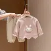 Conjunto de Niña Otoño Tardío Principios de Invierno Bebé Lindo Conejito Sudadera con Capucha Terciopelo Extra Puntos Pantalones Largos Conjunto Separado de Dos Piezas