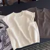 Chaleco suéter de punto sin mangas con borde enrollado de color claro para mujer, nuevo modelo 2026, top de diseño estilo coreano para mujer