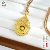 Pingente em Forma de Cabaça Dourado Tecido com Flores Vazadas Esculpidas, Incrustado com Diamantes, Cobre Eletrodepositado com Filigrana, Banhado a Ouro, Rotativo, Colar Novo Estilo Chinês