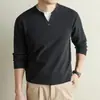 Suéter Masculino Falso Duas Peças Lã Seda 2026 Outono Inverno Novo Estilo Old Money Espessado Quente Camada Base Tricô Masculino