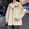 Abrigo para hombre, otoño 2023, nuevo, suelto, para exteriores, resistente al viento, impermeable, chaqueta con capucha de marca de moda, verde militar