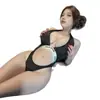 Nuevo Traje de Baño de Una Pieza con Abertura Alta Letras Bikini Transparente Mallas Lencería Sexy de Tres Puntos