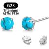 Pendientes de Platino Transfronterizos Redondos de 4 mm con Cuatro Garras Ópalo Azul Blanco Verde Pasador de Cobre Pendientes Simples Versátiles para Mujer
