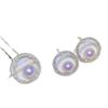 Acessórios DIY S925 Conjunto de prata esterlina Brinco circular Pingente Suporte vazio Elegante All-match Duas peças Suporte de prata Material
