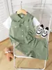 Conjunto Curto de Manga Curta Infantil, Estilo Fino, Camiseta e Shorts para Meninos e Meninas, Roupa de Verão, Novo Estilo de Verão para Crianças Maiores
