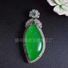 Collar de plata 925 con incrustaciones de jade colgante de jade calcedonia verde hielo alto colgante de gota de agua collar de jade para mujer colgante