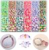 Venta caliente transfronteriza sirena degradado color mágico 4 mm-10 mm perforado dos colores perla traje DIY 24 rejillas 1890 piezas