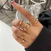 Conjunto de anéis conjunto europeu e americano anel de moeda de ouro cruzado retrô anel de amor liga anel de diamante feminino conjunto de anéis