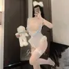 Bata de Noche de Sirvienta, Trasero Lindo Expuesto, Tentación Pura de Lujuria, Pijama Apasionado, Lencería Sexy Coqueta, Body Sexy Transparente sin Entrepierna