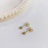 Aretes de Tuerca Geométricos de Estrella de Acero Titanio con Bolas de Acero Grandes y Pequeñas de Moda Simple al por Mayor de Fábrica de Venta Caliente Aretes Perforados Mujeres